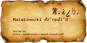 Malatinszki Árpád névjegykártya