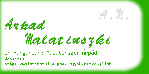 arpad malatinszki business card