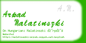 arpad malatinszki business card